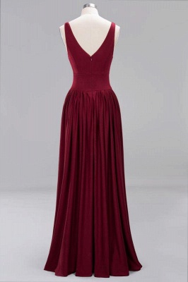 Elegant V-Neck Sleeveless Bridesmaid Dress |Aline Floor Length Bridesmaid Dress With Slit_36