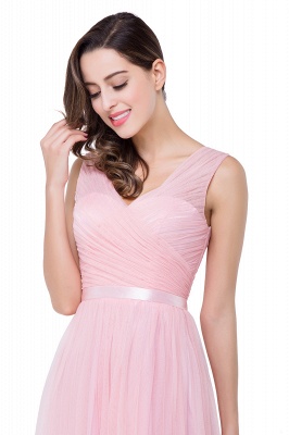 ELLIOT | A-line Sleeveless V-neck Floor-length Tulle Bridesmaid Dresses_13