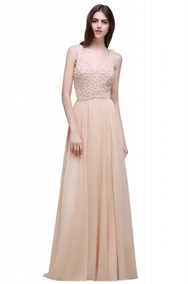 ALANA | Sheath Sheer Chiffon Long Evening Dresses With Pearls_6