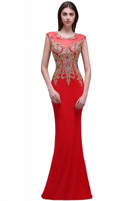 BELEN | Sheath Round Neck Floor-Length Red Prom Dresses With Applique_1