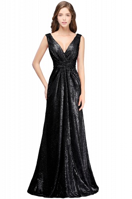 ELSA | A-line Sleeveless Floor-length V-neck Sequins Prom Dresses_4