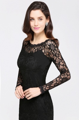 Sexy Black Lace Long Sleeves Mermaid Prom Dresses_12