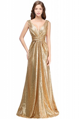 ELSA | A-line Sleeveless Floor-length V-neck Sequins Prom Dresses_1