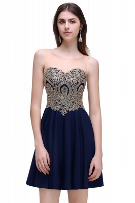 CAITLIN | A-line Short Chiffon Black Homecoming Dresses with Appliques_1