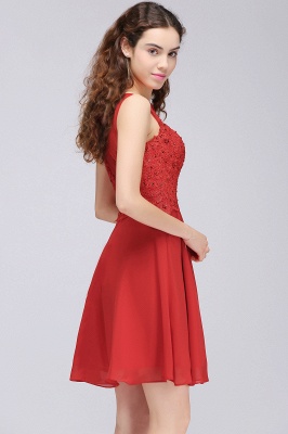 CASEY | A-Linie kurze Chiffon Red Homecoming Kleider mit Spitze Appliques_4