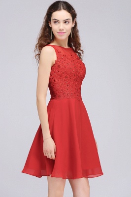 CASEY | A-Linie kurze Chiffon Red Homecoming Kleider mit Spitze Appliques_6