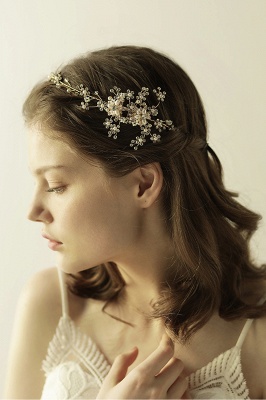 Beautiful Alloy＆Rhinestone Special Occasion Headbands Headpiece with Imitation Pearls_5