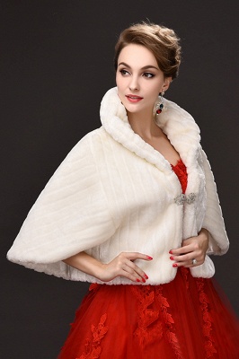 Elegant Warm Tulle  Ivory Half-Sleeves Casual Wraps with Crystal_4