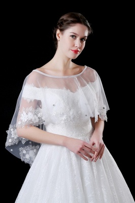 Mignon Tulle / Dentelle Blanc Sans Manches Mariage Wraps avec Appliques