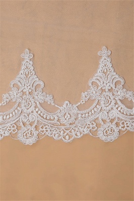 Floral Elegant Tulle  Lace Applique Edge 3*1.5M Wedding Gloves with Comb_5