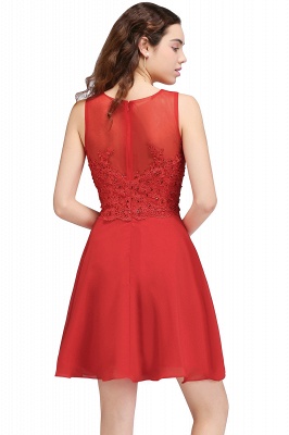 CASEY | A-Linie kurze Chiffon Red Homecoming Kleider mit Spitze Appliques_3