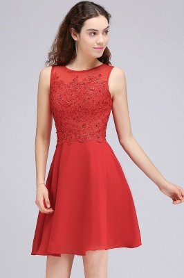 CASEY | A-line Short Chiffon Red Homecoming Dresses with Lace Appliques_5