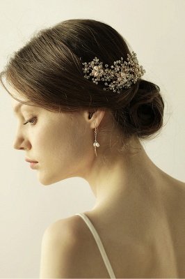Luxury glamourous Alloy＆Rhinestone Special Occasion ＆Wedding Headbands Headpiece with Imitation Pearls_6
