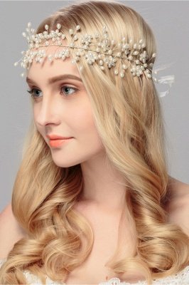 Beautiful Alloy ＆Imitation Pearls Party Headbands Headpiece with Rhinestone_4