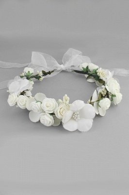 Flower Plastic Ocasión especial Flower-Girl's-Headwear Celada con perlas de imitación_3