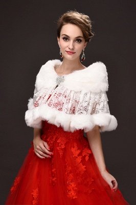 Fashion Tulle White Half-Sleeves Casual Bride Wedding Wraps with Crystal_1