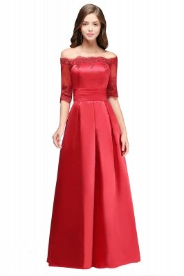 ELLISON | A-line Half Sleeve Floor-length Off-shoulder Appliques Prom Dresses_1