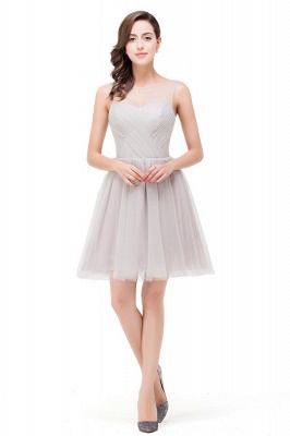 HARLOW | Elegant A-line Crew Mini Silver Bridesmaid Dresses With Ruffle_1