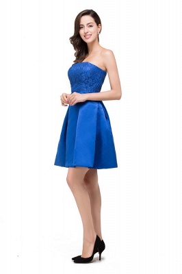 HANA | A-line Strapless Mini Lace-up Sashes Bridesmaid Dresses With Applique_7