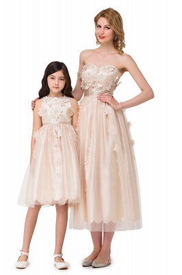 HELEN| A-line Tulle Flower Sleeveless Zipper Beadings Mother Daughter Dresses_7