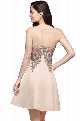 AYLIN | A-ligne Scoop en mousseline de soie courte robe de retour avec des appliques_3