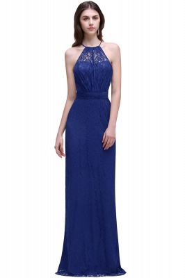 CHARLEE | Column Floor length Halter Navy blue Prom Dress_2