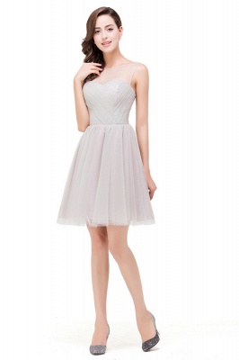 HARLOW | Elegant A-line Crew Mini vestidos de dama de plata con volantes_5