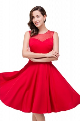 HARMONY | A-line Crew Knee-length Red Bridesmaid Dresses_6