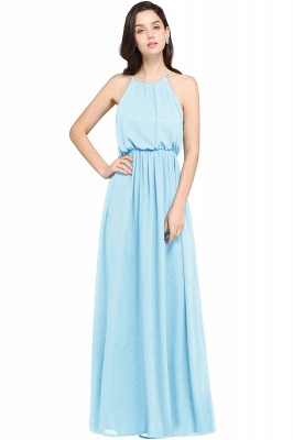 CHEYENNE | A-line Floor-length Chiffon Navy Blue Simple Prom Dress_5