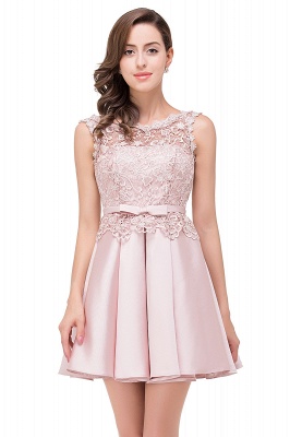 ADELAIDE | A-line Knee-length Satin Homecoming Dress with Lace_1