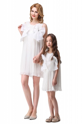 HELENA | A-line Mini Chiffon Jewel Strapless Bowknot Lace Mother Daughter Dresses_7