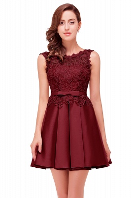 ADELAIDE | A-line Knee-length Satin Homecoming Dress with Lace_3