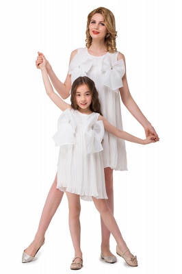 HELENA | A-line Mini Chiffon Jewel Strapless Bowknot Lace Mother Daughter Dresses_5