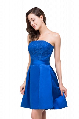 HANA | A-line Strapless Mini Lace-up Sashes Bridesmaid Dresses With Applique_6