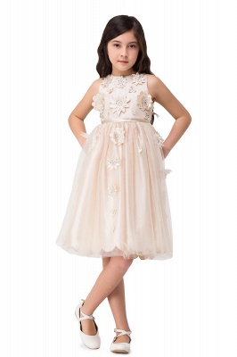 HELEN| A-line Tulle Flower Sleeveless Zipper Beadings Mother Daughter Dresses_8