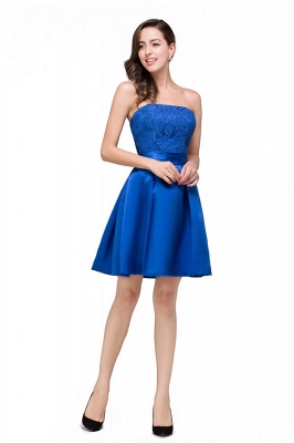 HANA | A-line Strapless Mini Lace-up Sashes Bridesmaid Dresses With Applique_4