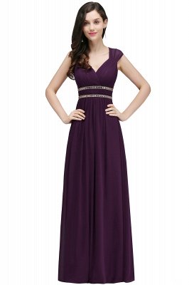 ALISON | Sheath V Neck Burgundy Chiffon Long Evening Dresses With Beads_4