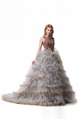 HEAVEN| Ball Gown Court Train Jewel Sleeveless Tulle Embroidery Mother Daughter Dresses_6