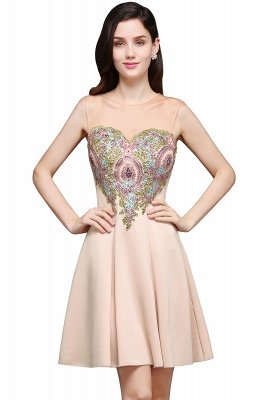 AYLIN | A-ligne Scoop en mousseline de soie courte robe de retour avec des appliques_2