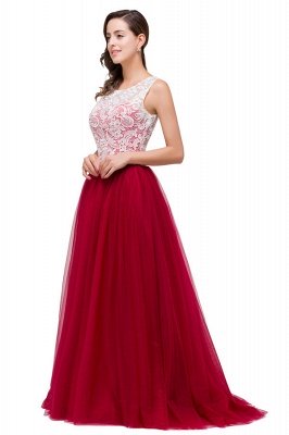 HANNA | A-line Crew Sweep-length Lace Chiffon Burgundy Bridesmaid Dresses With Button_6