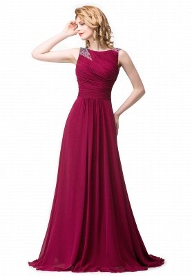 ESMERALDA | A-line Sleeveless Crew Floor-Length Chiffon Prom Dresses with Crystals_1