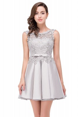 ADELAIDE | A-line Knee-length Satin Homecoming Dress with Lace_4