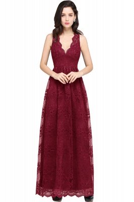 CHAYA | Sheath V-neck Floor-length Lace Navy Blue Prom Dress_2