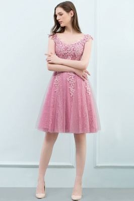 WILMA | Ball Gown Illusion Neckline Tea Length Lace Tulle Dusty Pink Prom Dresses with Beading_16