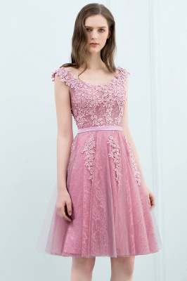 WILMA | Ball Gown Illusion Neckline Tea Length Lace Tulle Dusty Pink Prom Dresses with Beading_15