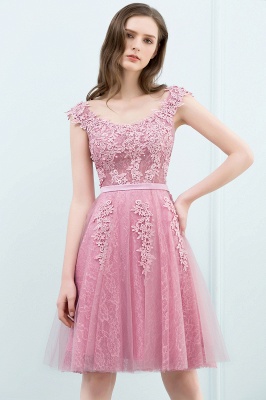 WILMA | Ball Gown Illusion Neckline Tea Length Lace Tulle Dusty Pink Prom Dresses with Beading_14