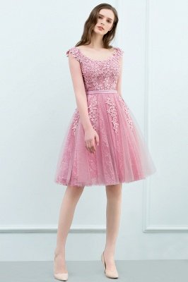 WILMA | Ball Gown Illusion Neckline Tea Length Lace Tulle Dusty Pink Prom Dresses with Beading_1