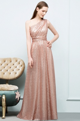 JOURNEE | A-line One-shoulder Sleeveless Floor Length Sequins Prom Dresses_4