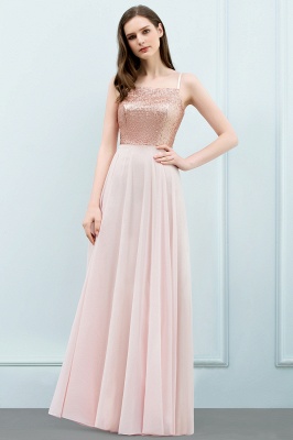 JORDYN | A-line Floor Length Spaghetti Sequined Top Chiffon Prom Dresses_2