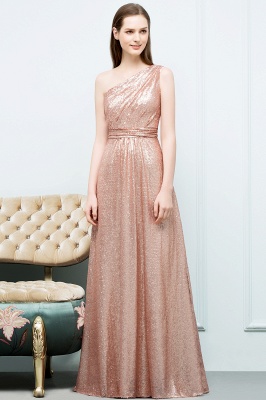 JOURNEE | A-line One-shoulder Sleeveless Floor Length Sequins Prom Dresses_6